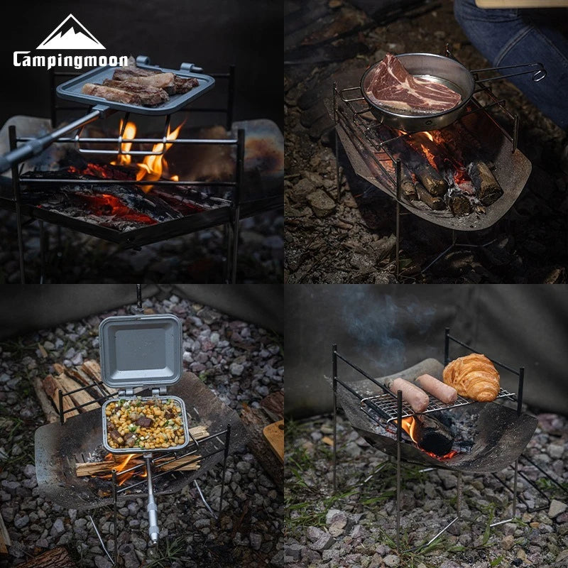 CAMPINGMOON SOLO-A4 Stainless Steel Portable Folding BBQ Grill Outdoor Garden Camping Portable Foldable Cooking Grill