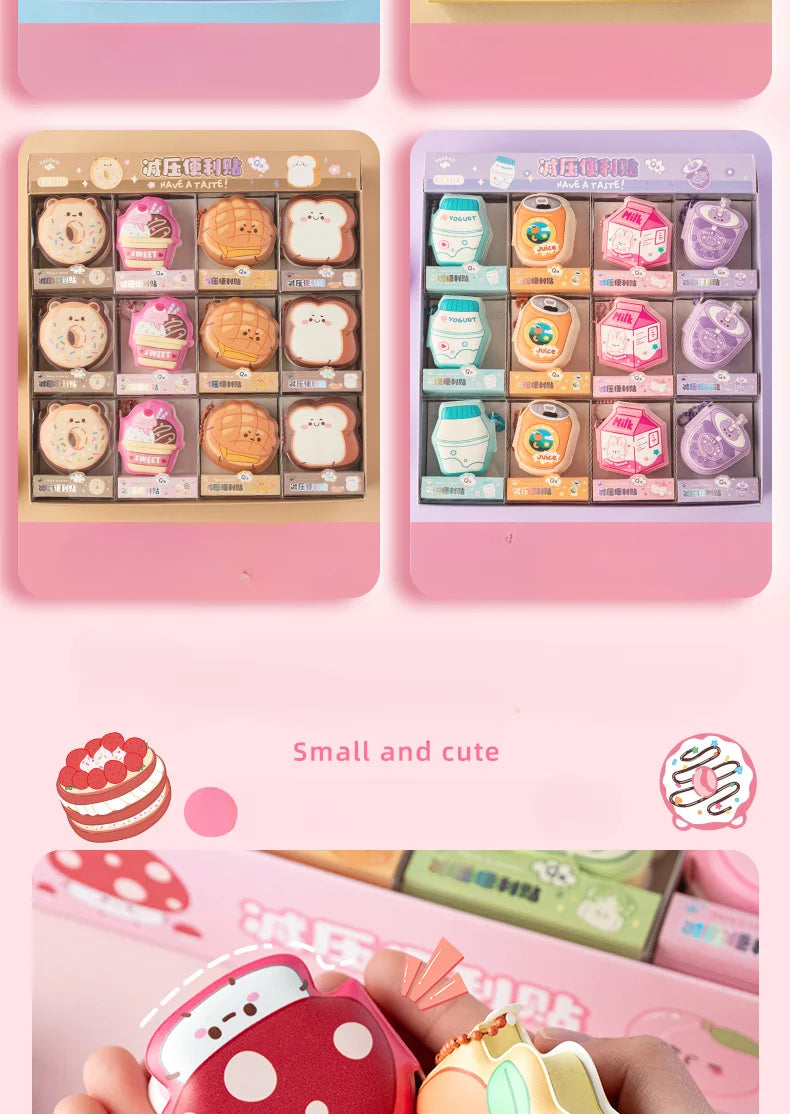 4Pcs New Stress  Mini Creative Relief Sticky Notes Modeling Book Students Portable Office Memo Can Be Pasted Note Pads