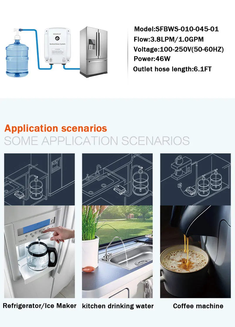 SEAFLO Water Dispenser 5 Gallon Bottle RV Water Pump System Electric Portable Drinking Water Pump for Fridge Ice Maker Faucet