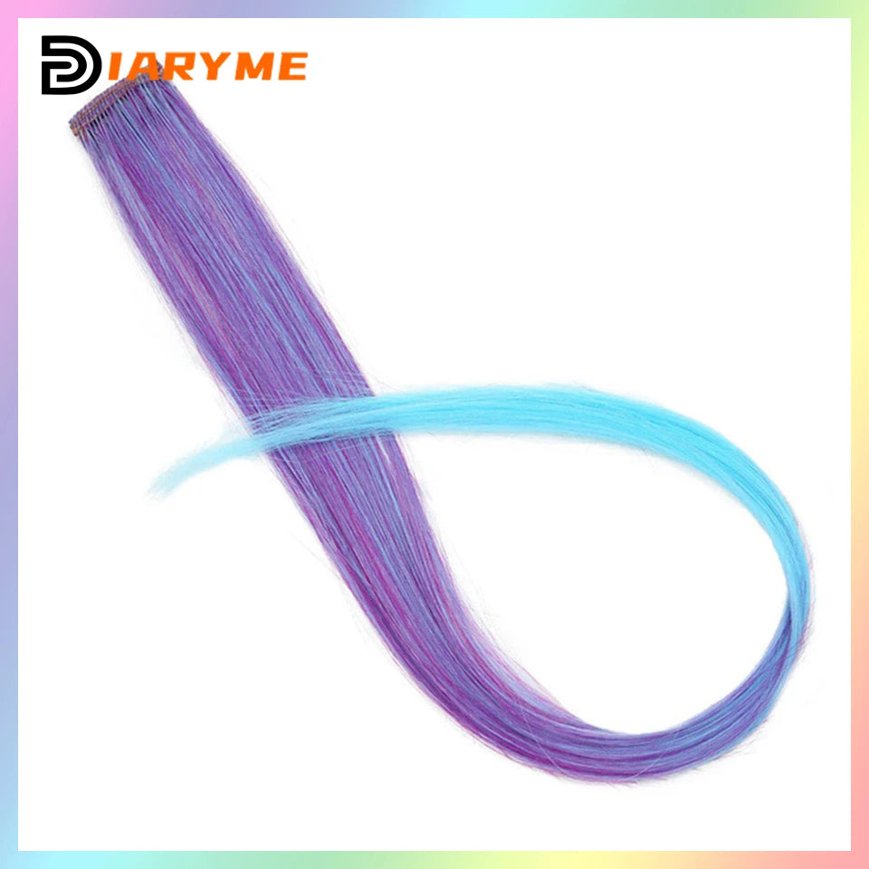 Colorful Hair Extensions Curly One Clip in Synthetic Long Hairpiece For Girls Women Kid Multi-colors Party Highlights Wig Piece