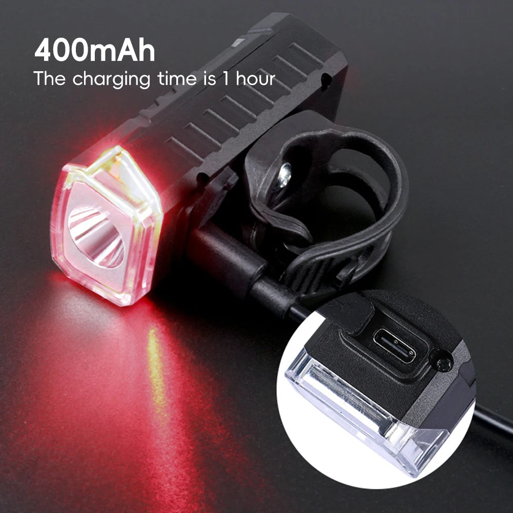 1Pc Bike Light Set Front Light With Taillight USB LED Rechargeable Waterproof Bike Headlight Bicycle Light Bicycle Accessories