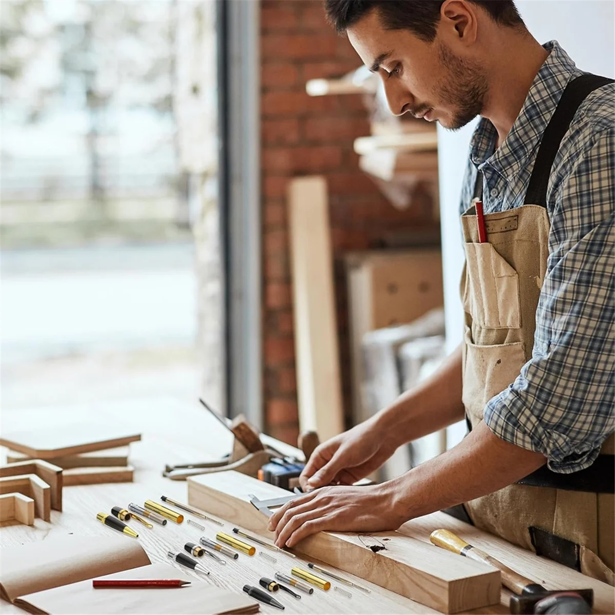 AF89-12-Pack Wooden Pen Set, Rotating Ballpoint Pen Set With Replacement Copper Turntable, DIY Classroom Supplies