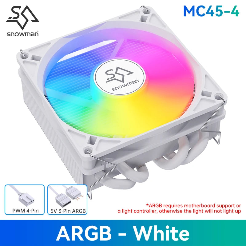 SNOWMAN MC45-4 ITX CPU Cooler Air 4 heat pipes cooling PC heat sink ARGB Fans PWM Intel LGA1851 1700 1200 1151 X99 2011 AM5 AM4