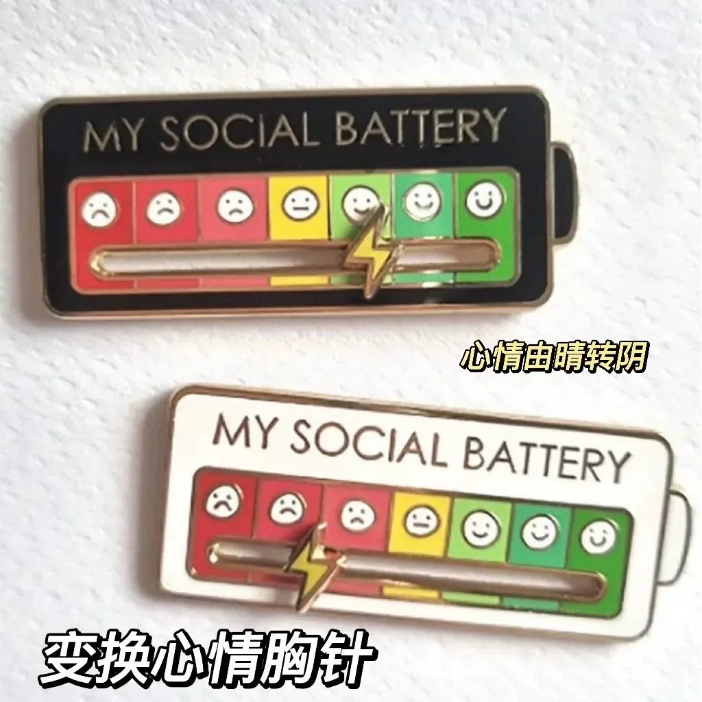 Mood Conversion Brooch Sliding Social Metal Badge Women's  Accessories  Pin Facial Expression Emotion My Social Power Badges Pin