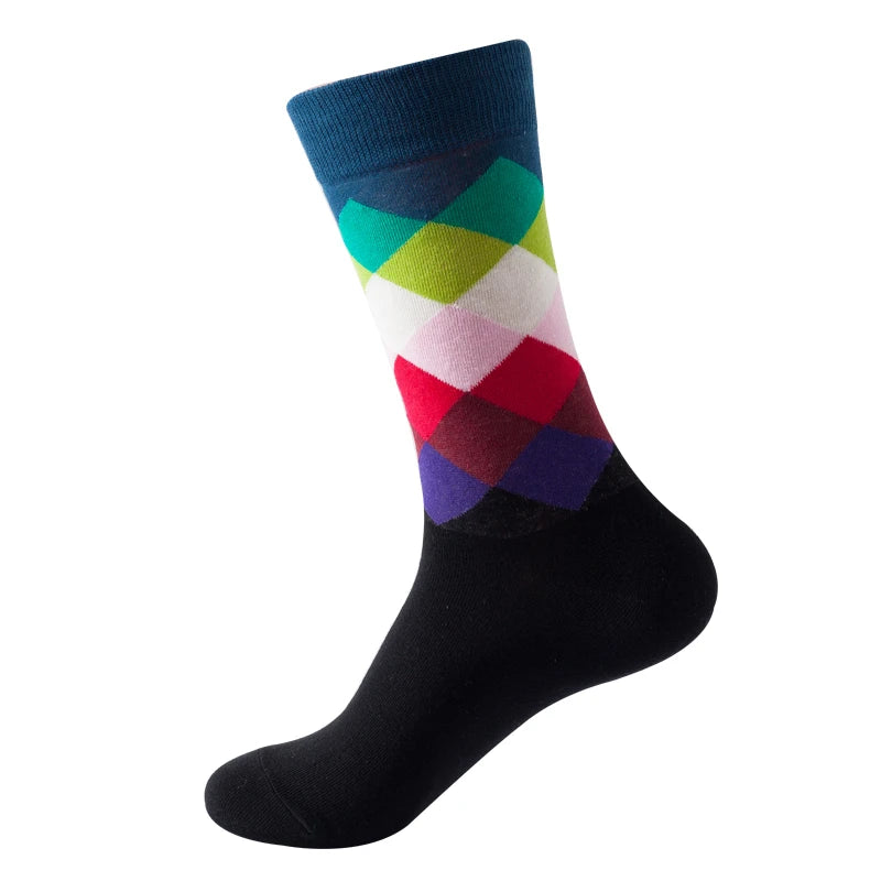 Classic Male Happy Cotton Casual Crew Socks Breathable Color Compression Funny Sox Business Dress High Quality  Socks for Men
