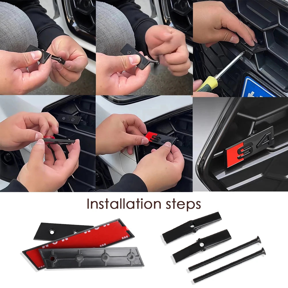 Car Styling Front Grille Emblem Decoration Sticker Auto Modification Accessories For Audi SQ3 SQ4 SQ5 SQ6 SQ7 SQ8 RSQ3 RSQ5 RSQ7