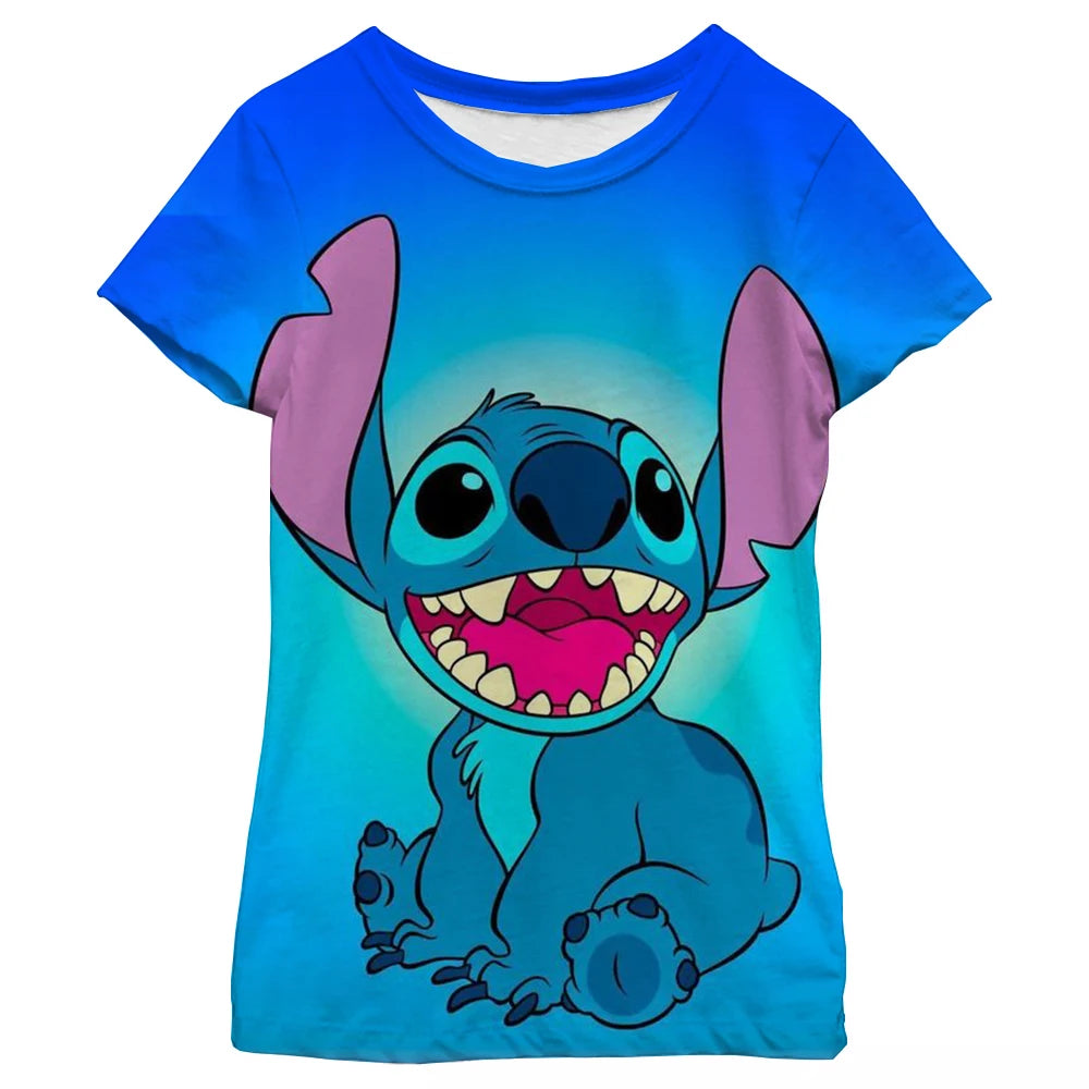 New Kawaii Lilo Stitch Cartoon T Shirt Children Kids Stitch Cute Manga T-shirt Y2k Graphic Tshirt Girl Boy Top Tees Lilo Stich