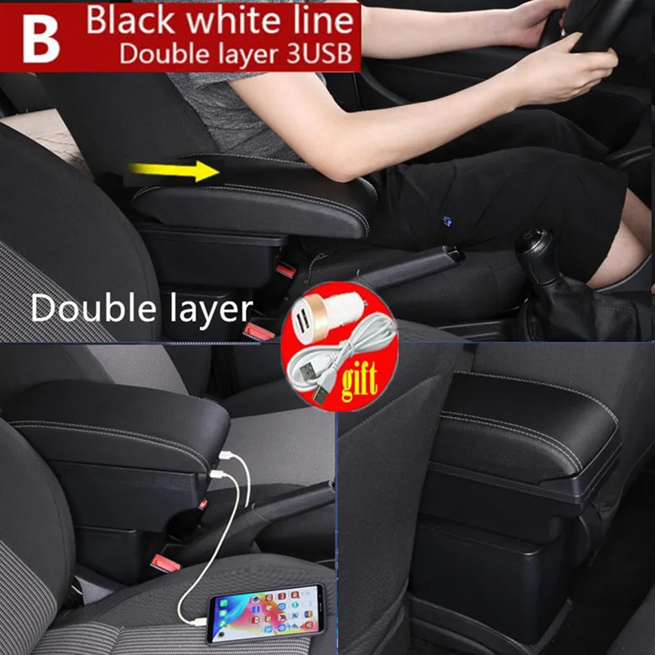 For Fiat 500 Armrest Box For FIAT 500 Car Armrest 2000-2011 Auto Storage Box Dedicated Retrofit Parts Interior Car Accessories