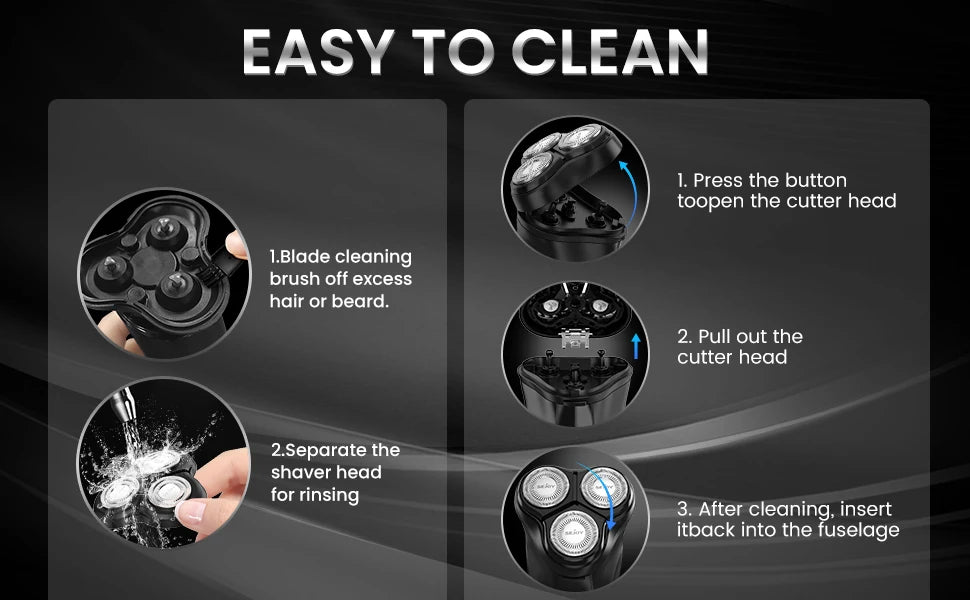 SEJOY Electric Razor for Men 3D Rotary Shaver Dry Wet Shaving Pop-Up Beard Trimmer Rechargeable Hair Cutting Machine