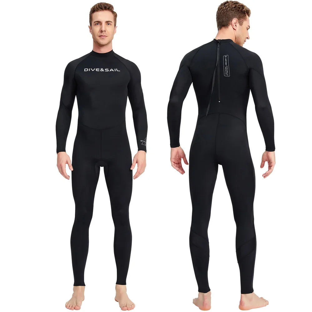 Summer Men's Long-sleeved One-piece Swimsuit Lightweight Breathable Beach Surfing Swimming Sunscreen Quick-drying Clothesdropshi