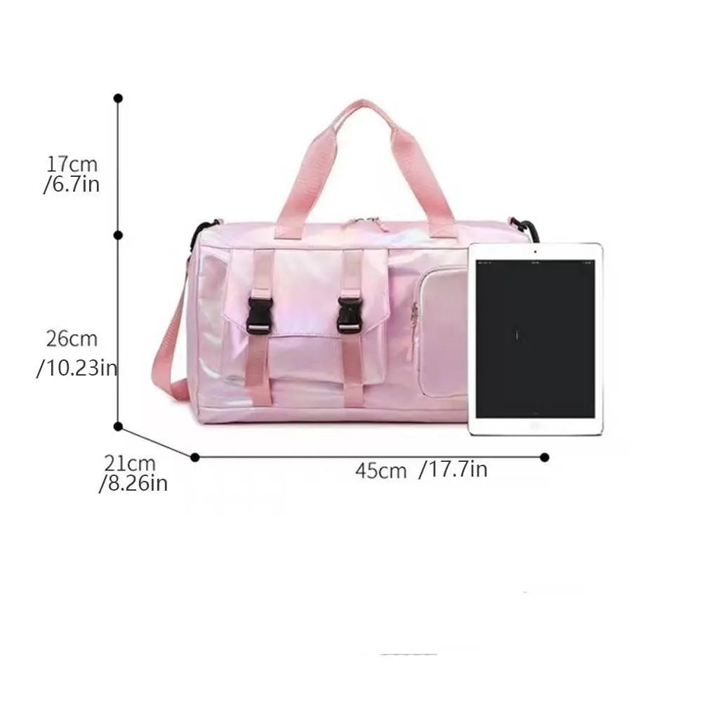 Pearl Glossy Gym Bag Wet Dry Separation Large Capacity Travel Luggage Bag Carry-On Waterproof Weekender Gym Tote Sports