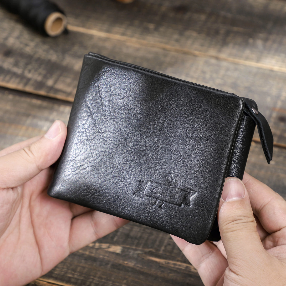 CONTACT'S Genuine Leather Men Wallet Vintage Trifold Hasp Wallet Zipper Coin Purse Card Holder Money Clip Men's Wallets