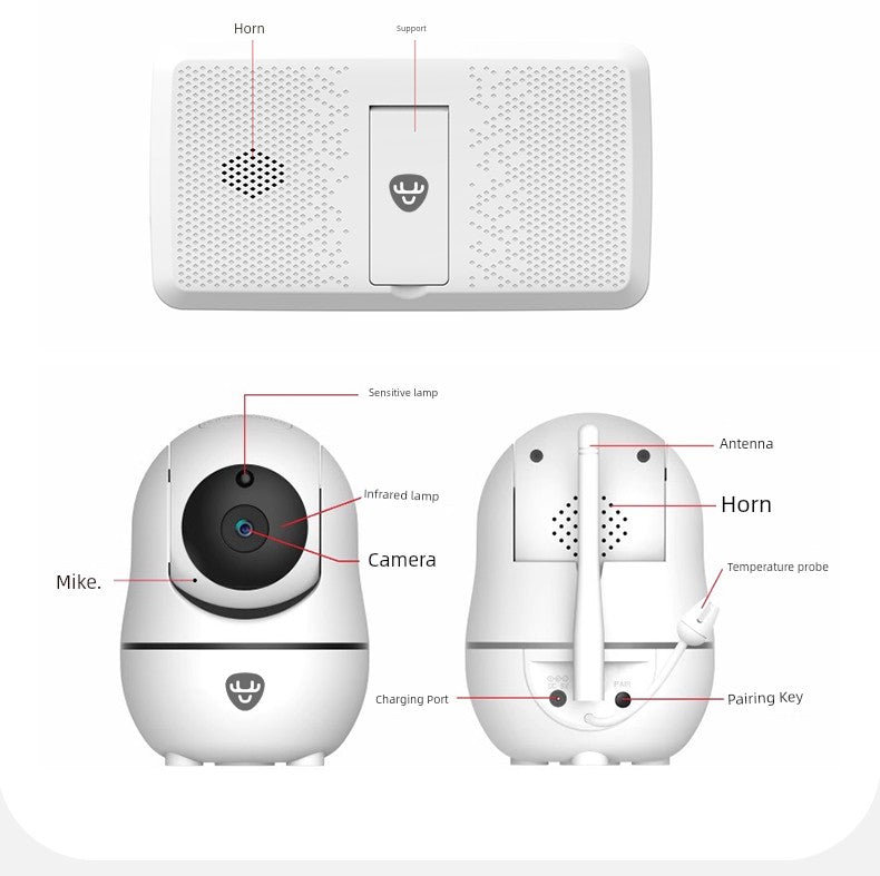 Smart Home Baby Child Sleeping Monitor Wireless HD Night Vision Voice Intercom Cry Reminder for Newborn to 10 Years Old