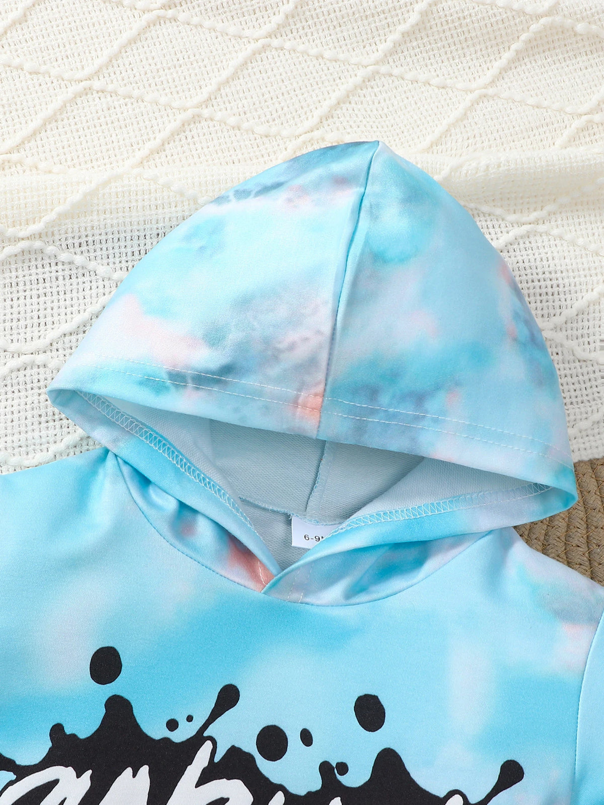 Baby Boys 2-Piece Set Fashionable Casual Tie Dye Hooded Long Sleeve Top And Pants Autumn Winter Clothes for Kids