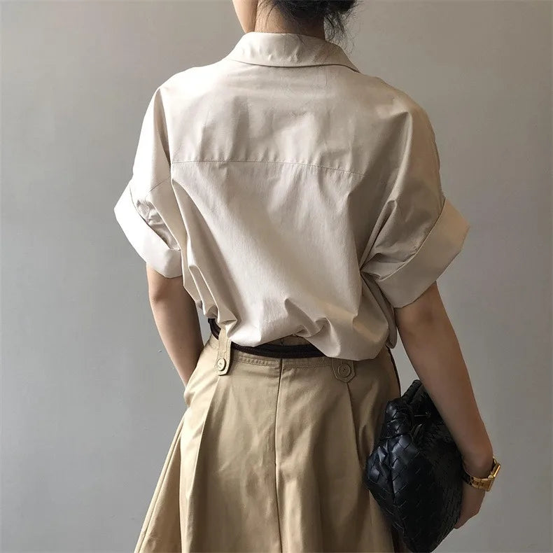 Women Summer Tops Tees Sexy Vintage Blouse Chiffon Ruched Short Sleeve Shirt Ruffles T Shirts Loose Casual Tees