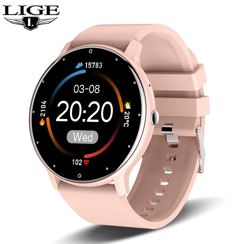 LIGE 2025 New IP68 Waterproof Sport Fitness Tracker Smart Watch Full Touch Screen Bluetooth Call Smartwatch for Men Women