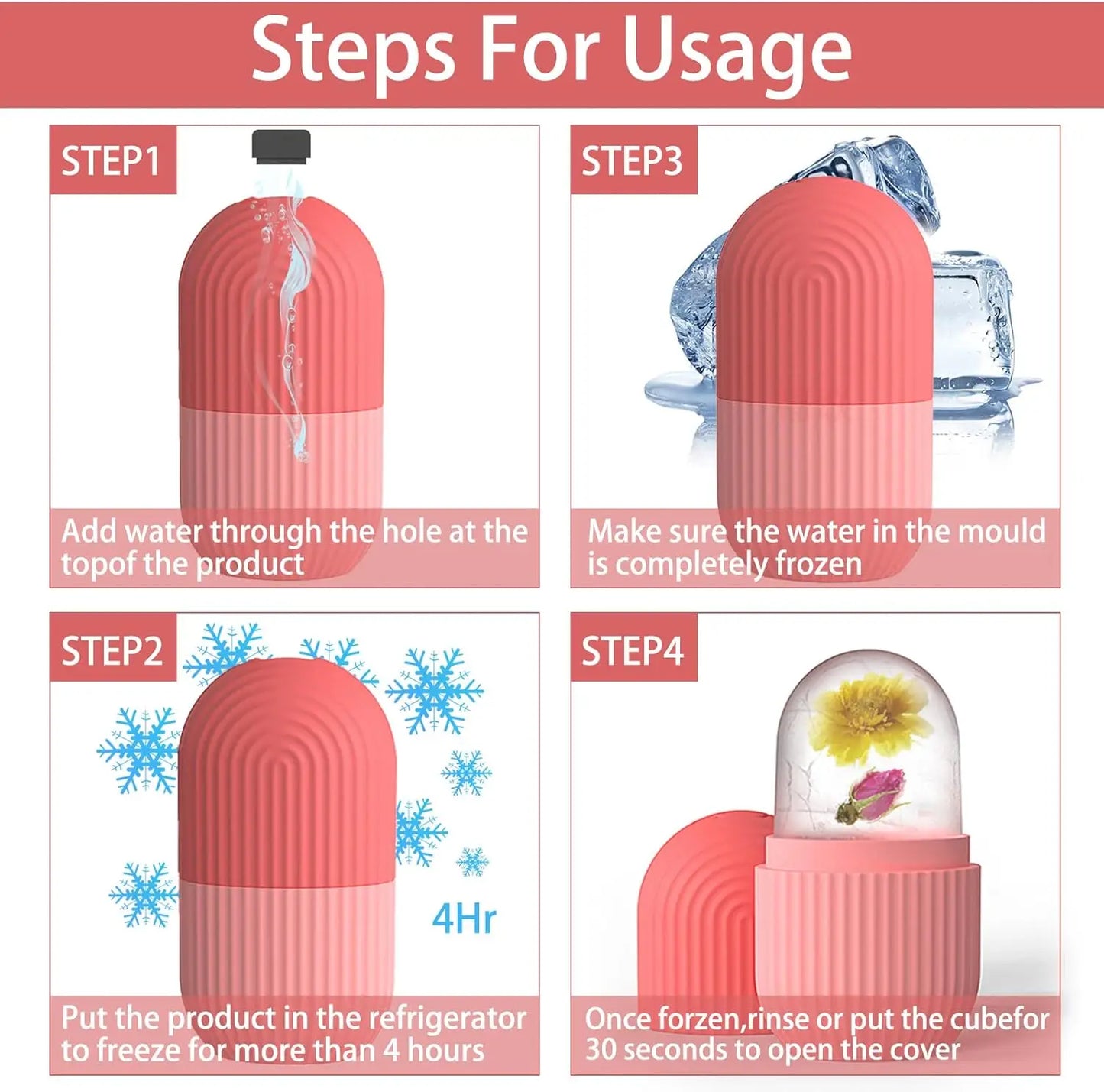 LUCKSTELLA 4Pcs Skin Care set Ice Face Roller &  Stainless Steel Gua Sha Board & Silicone Shower Brush Face Massage Roller