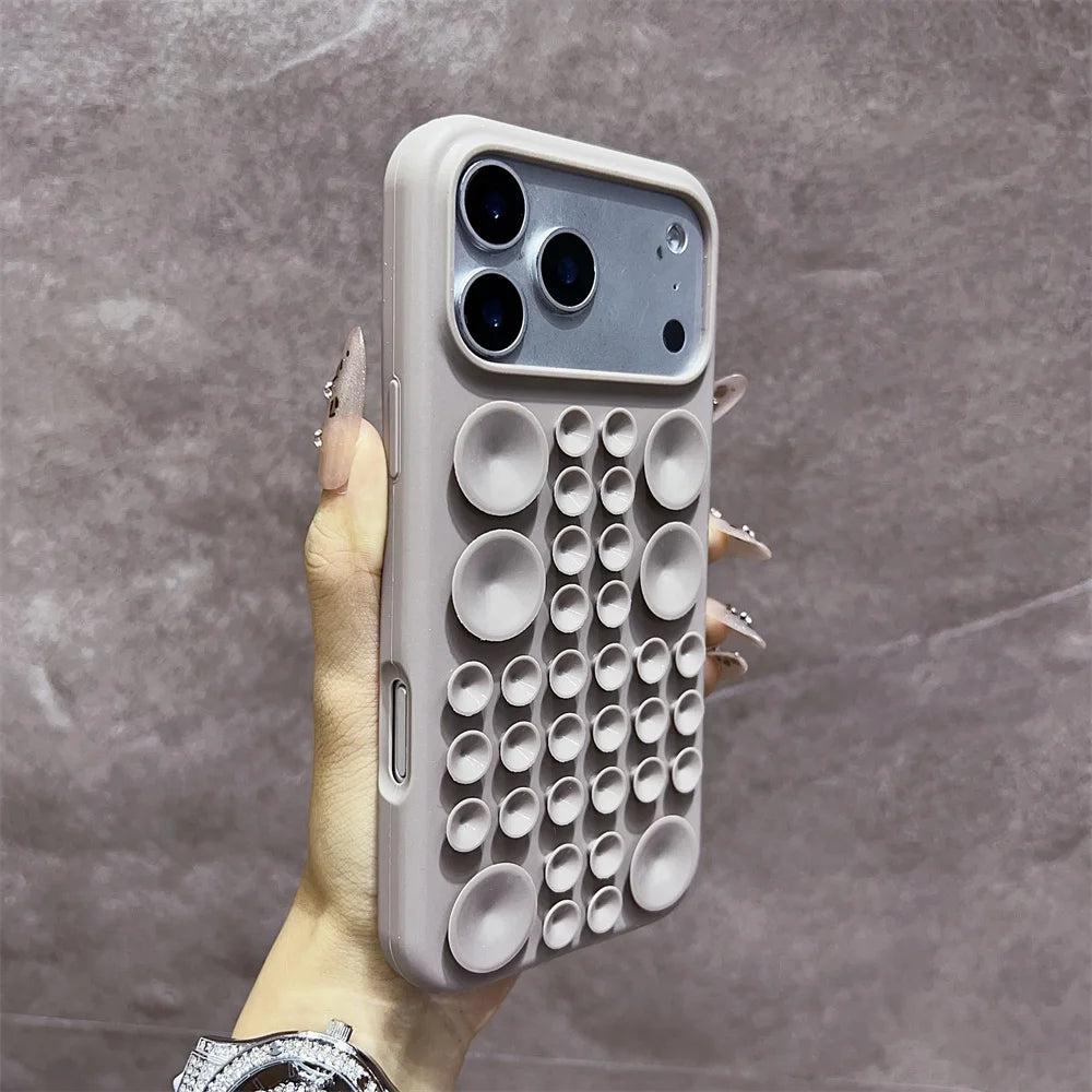 Circular Suction Cup Silicone Phone Case for iPhone 17 16 Pro 15 14 13 Max Adsorption Strong Multi Function Shockproof Cover