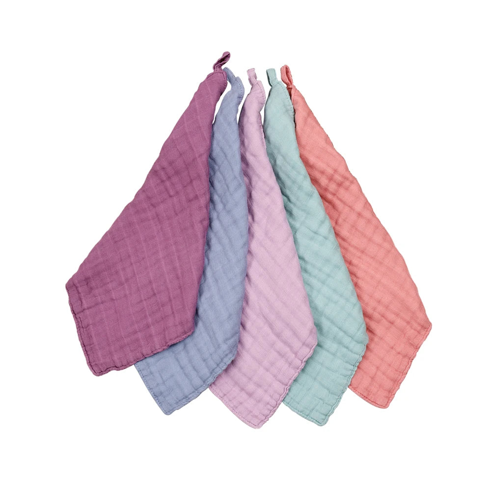Kangobaby #My Soft Life# 5pcs Pack Bamboo Cotton Breathable Baby Muslin Towel Newborn Burp Cloth