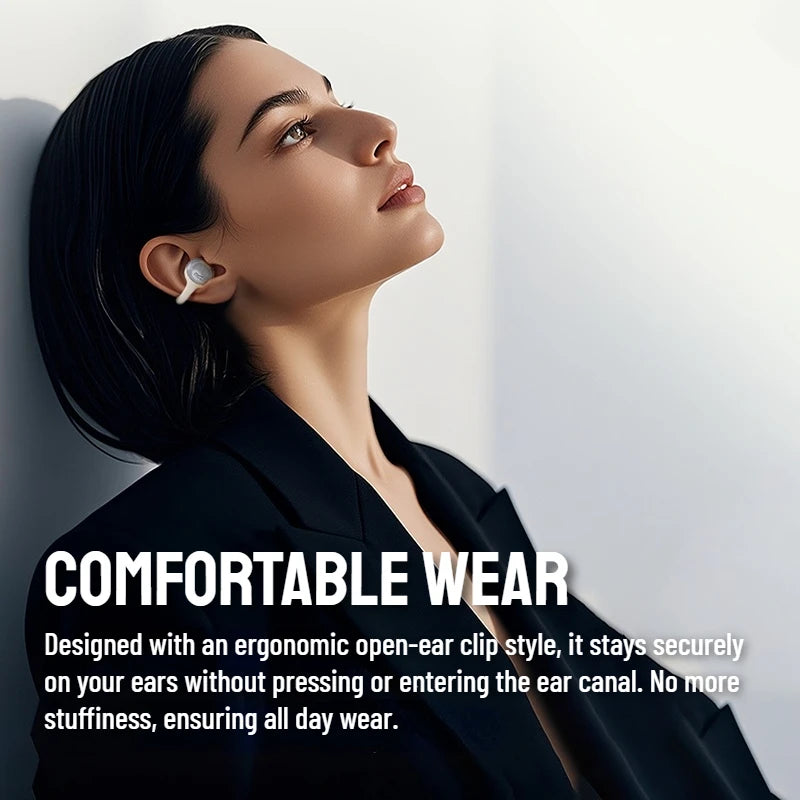 SANSUI W68 OWS Ear Clip Headphones Air Conduction Bluetooth 6.0 Earphones Dual ENC Clear Call TWS Wireless Earbuds with APP
