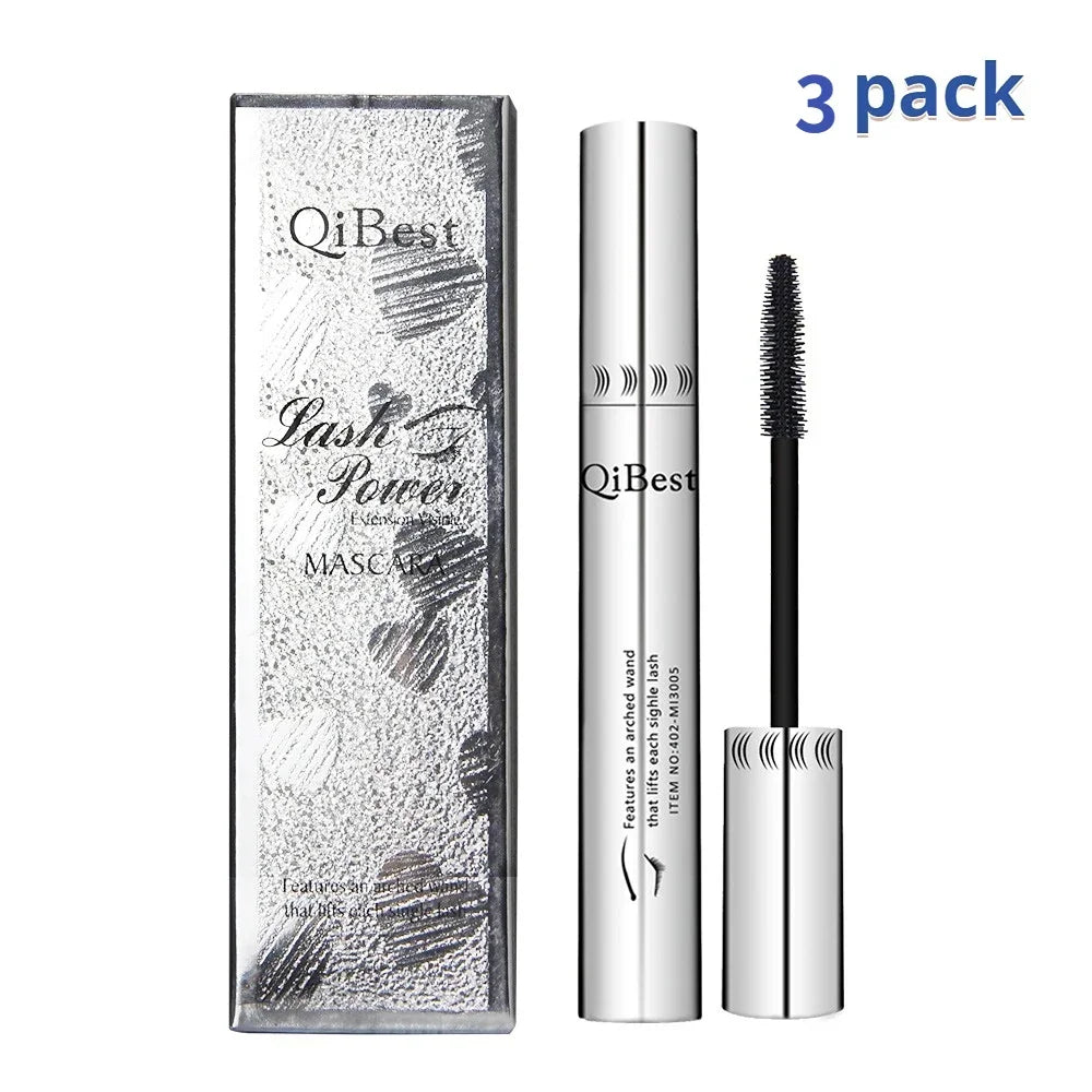 Qibest Silver Tube Mascara Waterproof Long & Curling Black Eyelashes Easy Removal No Dizziness Everlastingly Lasting