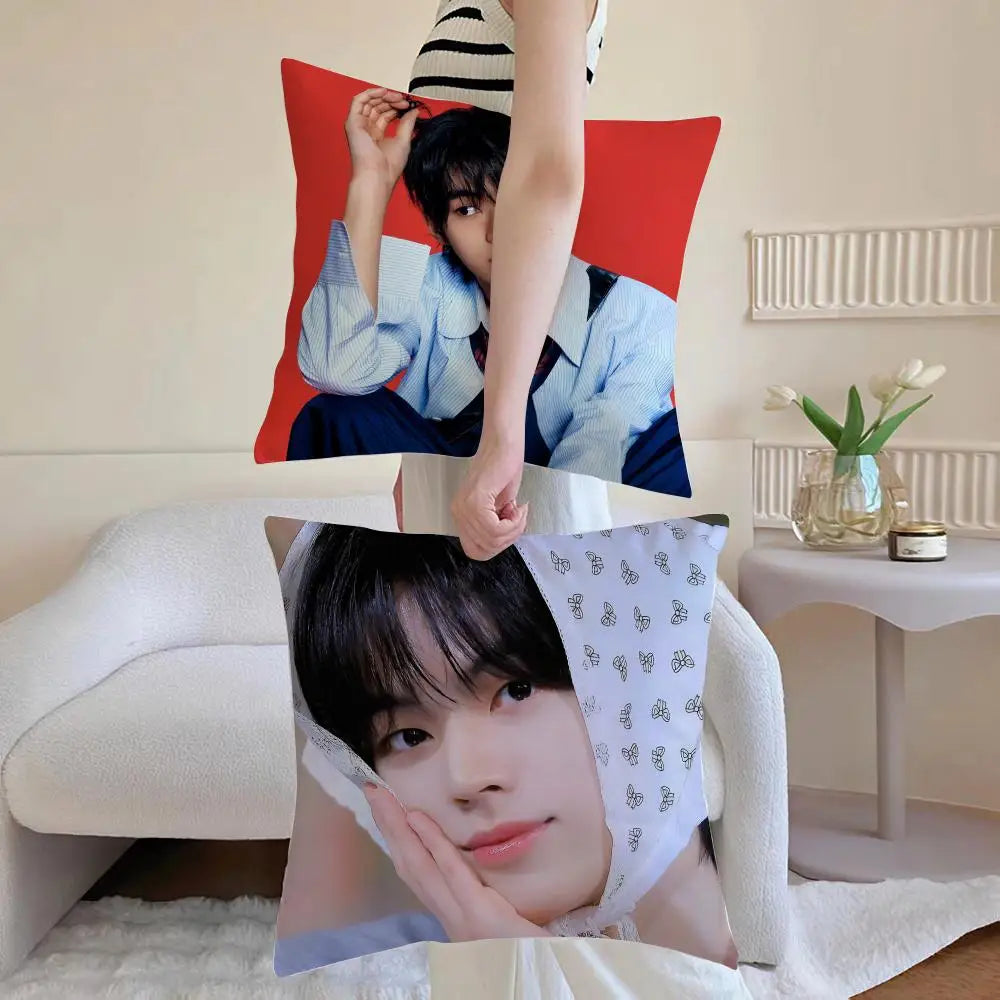 Kpop Handsome Singer K-Kim Do-hoon Cushion Cover Pillowcase Short Plush Invisible zipper Room Sofa Cushion Cover