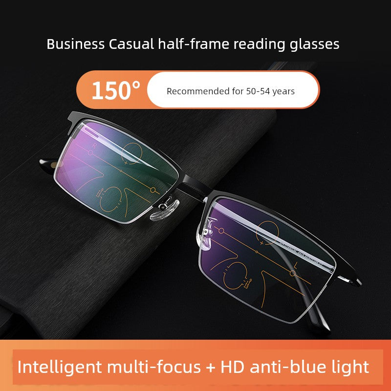 Yupingtang Super Light Presbyopic Glasses Men's Brand Anti-Blue Light Dual-Use Zoom Color-Changing Old Presbyopic Glasses Men