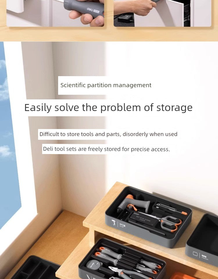 Deli Home Daily For Home Wire Cutter Hammer Lithium Electric Drill Emergency Repair Multifunctional Suit Tool H1001