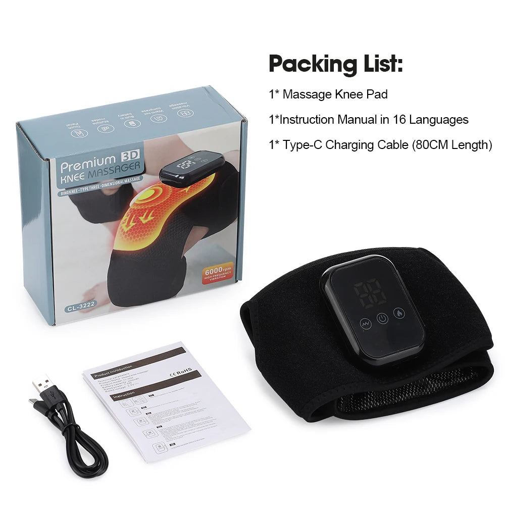 3 in 1 Heating Pad Shoulder Knee Elbow Brace for Arthritis Hot Compresss Joint Massage Strap Promote Blood Circulation Kneepad
