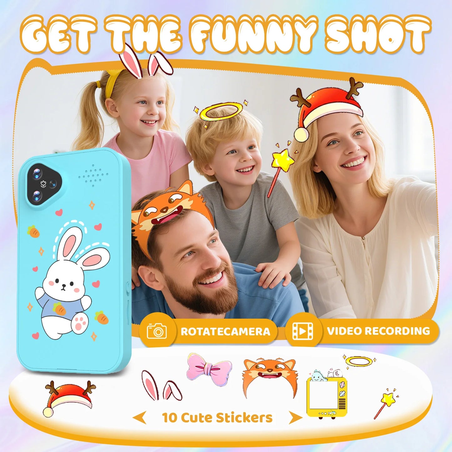 [Smart Phone] 2.8" Kids Smart Phone for Girls | Dual Camera| USB | 1000mA battery| Game&Music&Alarm&Calculator，Christmas gift