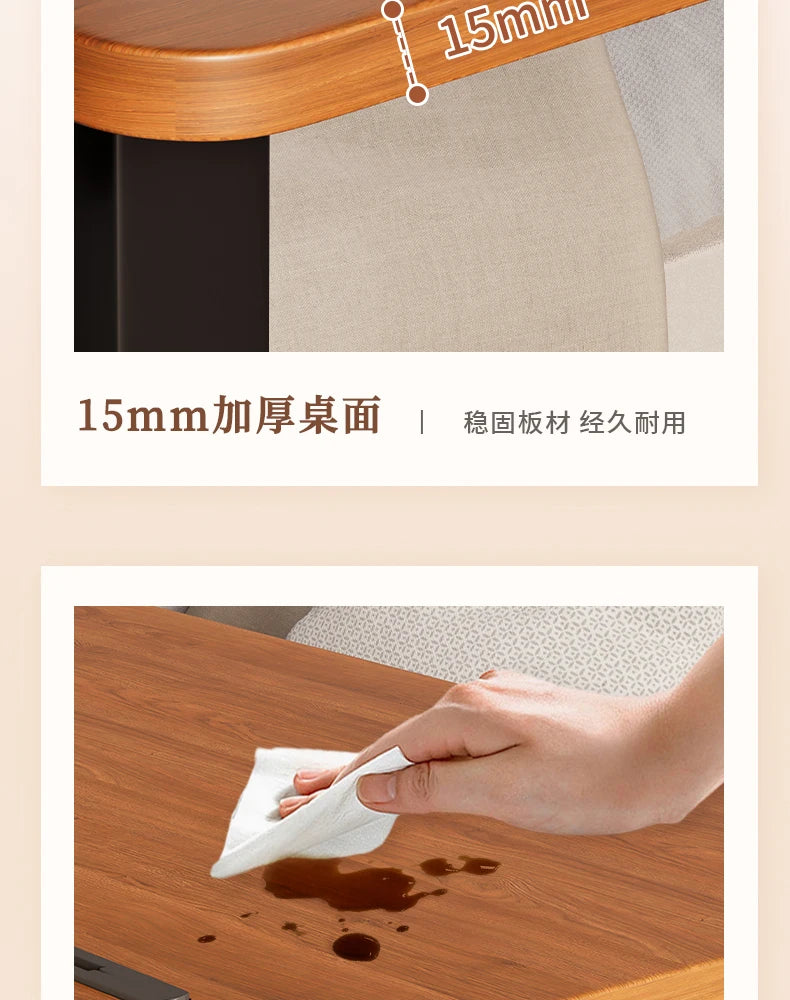 Pneumatic Lifting Laptop Desk Mobile Bedside Table Computer Desk Home Office Writing Desk with Wheels Storage Shelf