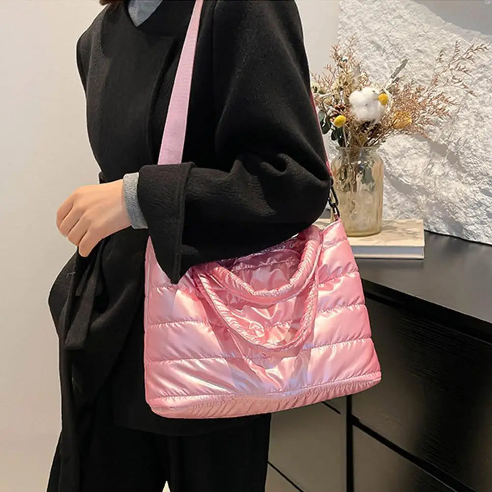Large Tote Padded Handbags Designer Quilted Women Shoulder Bags Luxury Nylon Down Cotton Crossbody Bag Winter Tote Big