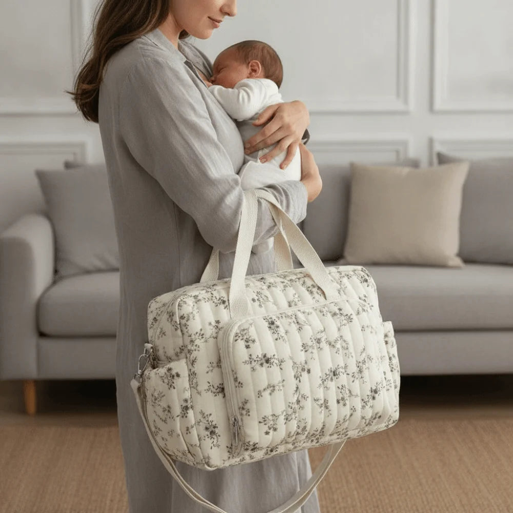 Cartoon Diaper Organizer Lightweight Large Capacity Mommy Shoulder Bag Soft-touch Foldable Stroller Hanging Pack Hospital Stay
