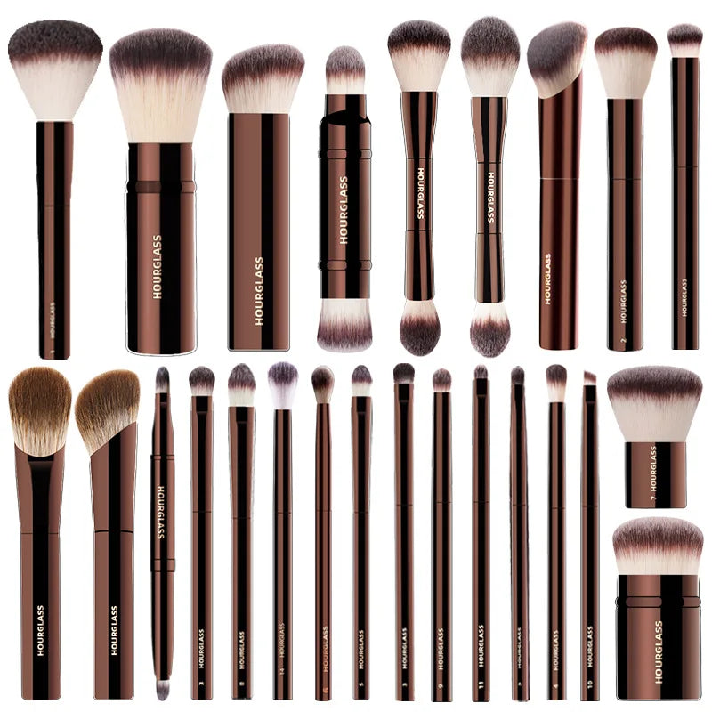 HOURGLASS Full Set Makeup Brushes - Powder Blush Foundation Eyeshadow Concealer Lip Brush - Cosmetic Brush Kit for Face And Eyes