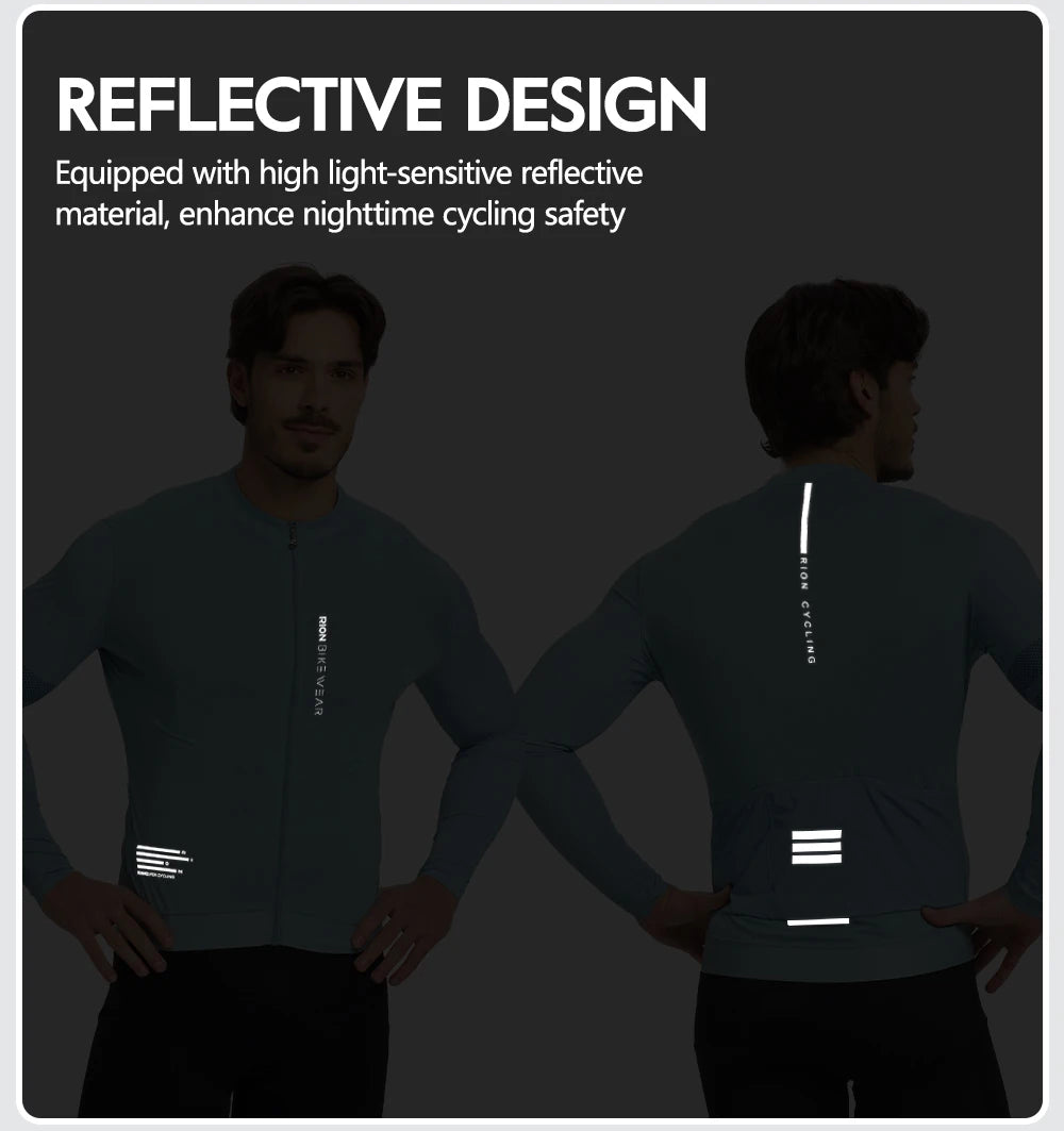 RION Men Cycling Jerseys Long Sleeves MTB Jersey Bike Shirts UPF 50+ Sun Protection Pro Team Uniform Mountain Bicycle Clothing