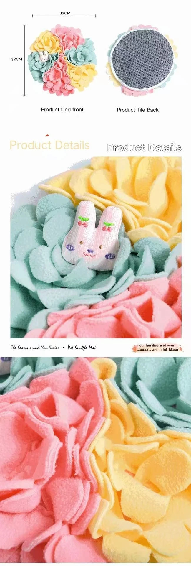 'Four Seasons and You' Series Pet Sniffing Mat Dog and Small Pet Sniffing Mat Educational Slow-Feeding Anti-Choking Food Press