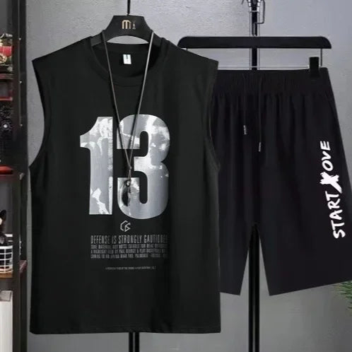 Men's Clothing 2025 New Men's Summer Casual Breathable 2-Piece T-Shirt + Shorts Suit Athletic Loose Fit Set Men's Tank Top