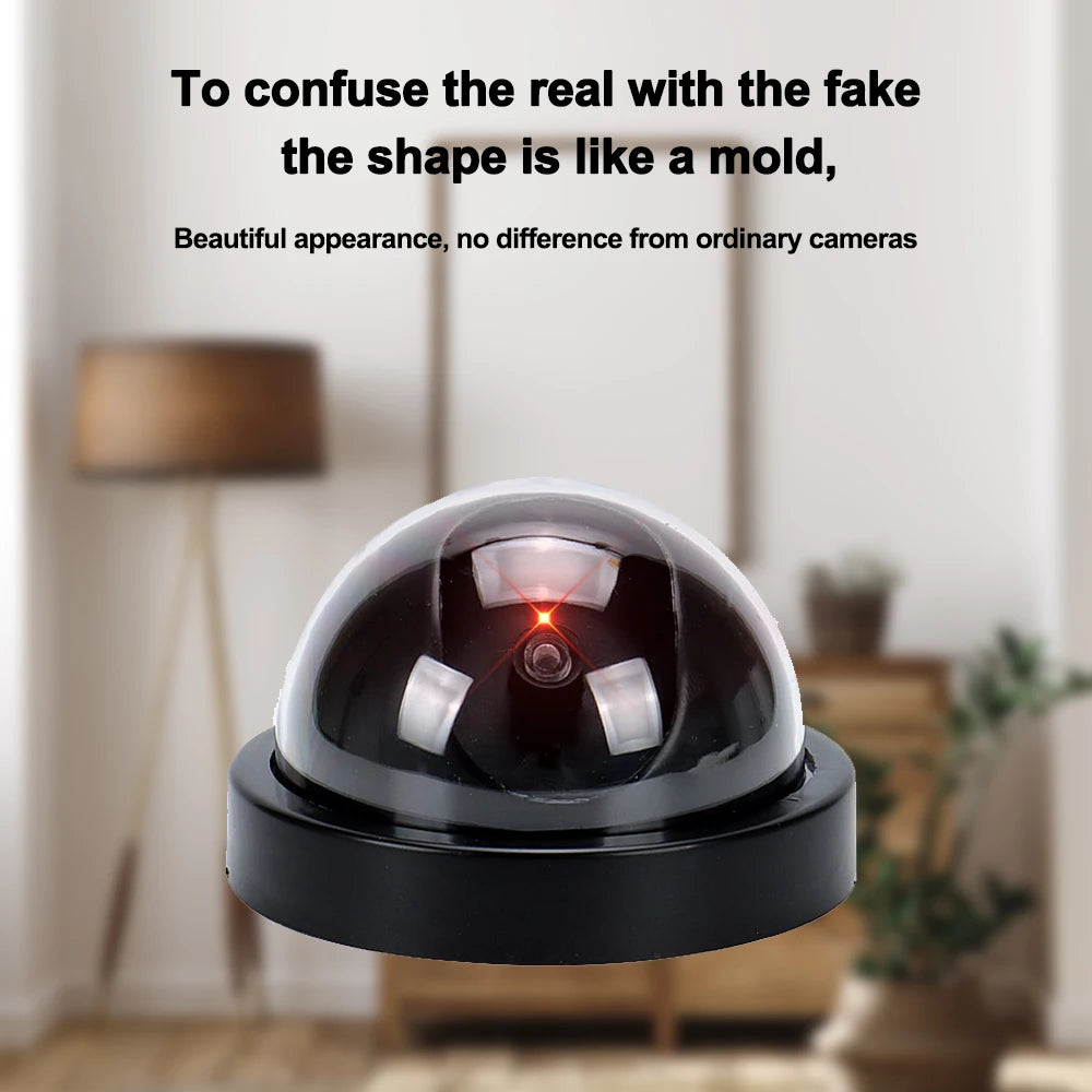 Creative Black Plastic Dome CCTV Dummy Camera Flashing Led Fake Camera Power Via AA Battery Surveillance Security System