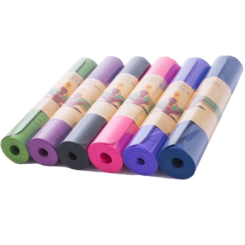 TPE Yoga Mat 173*57cm Eco-friendly Non-Slip Exercise & Fitness Mat for Men&Women with Carrying Strap, Home Workout Mat for Yoga