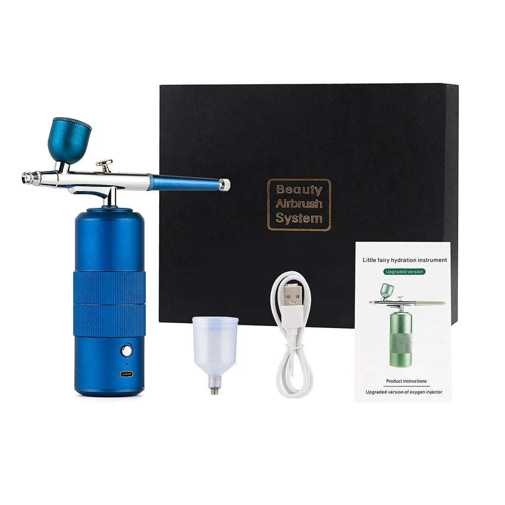 Top 0.3mm Pink Mini Air Compressor Kit Air-Brush Paint Spray Gun Airbrush For Nail Art Tattoo Craft Cake Nano Fog Mist Sprayer