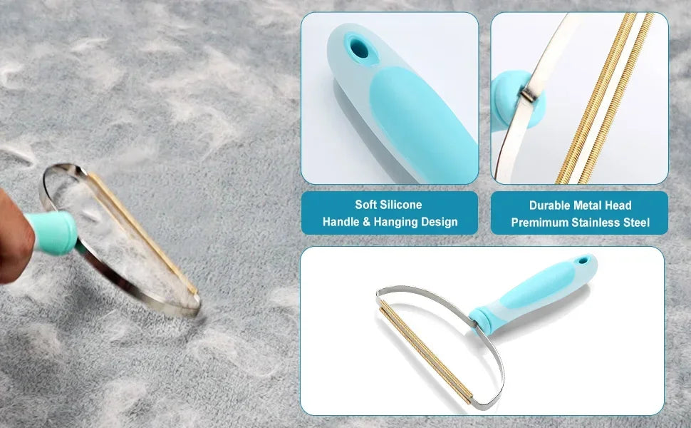 Pet Hair Remover Set Carpet Rake for Pet Hair Removal Adjustable Long Handle Dog Cat Hair Broom Reusable Fur Lint Remover
