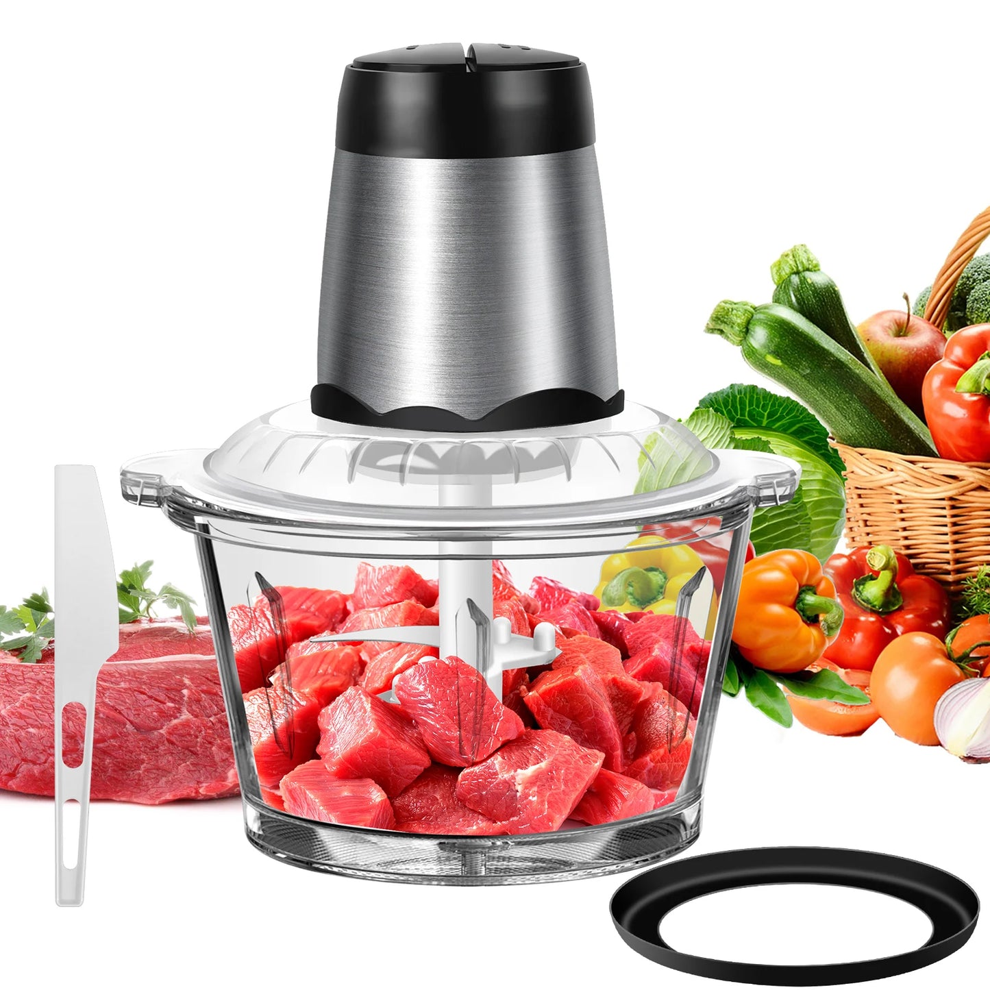 DayPlus 1000W Electric Meat Grinders Fully automatic Food Crusher Stainless Steel Multifunctional Vegetable Chopper Kitchen Tool