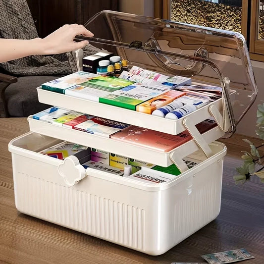 Smart Flip-Top Medicine Box - Visual Window Multi-Layer Pill Organizer with Handle
