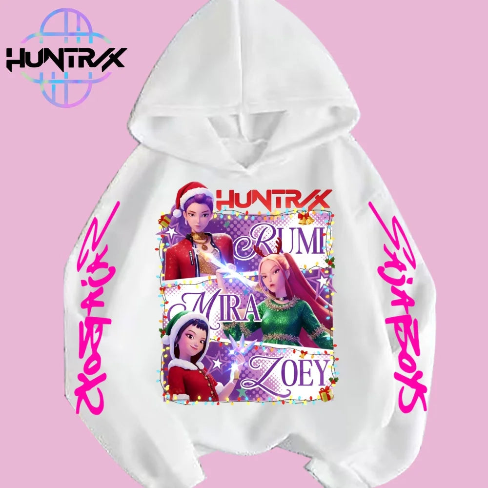 Christmas hooded sweatshirt baby pullover hooded sweatshirt KPop demon hunter Huntrix hooded sweatshirt children's boys fashion