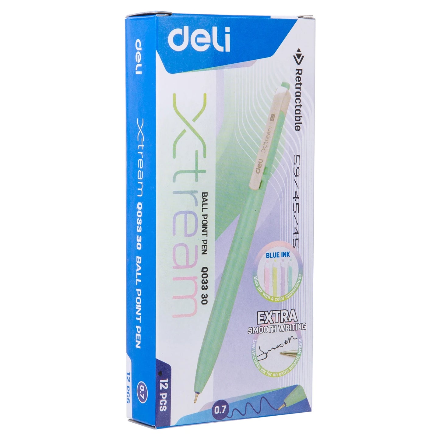 Deli Four Color Switching Simple Ballpoint Pen 0.7mm Bullet Head Student Office Writing Tool Stationery Exam Supplies 12pcs