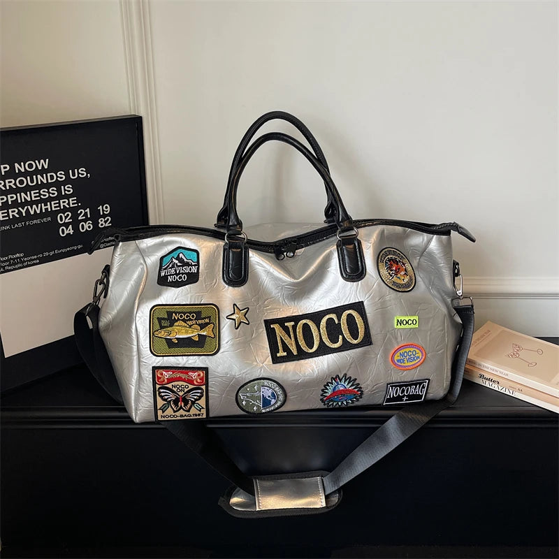 Fitness Travel Bag Suitable for Both Men and Women, Can Be Carried by Hand, Worn over the Shoulder or Cross-Body， Pu Leather Bag