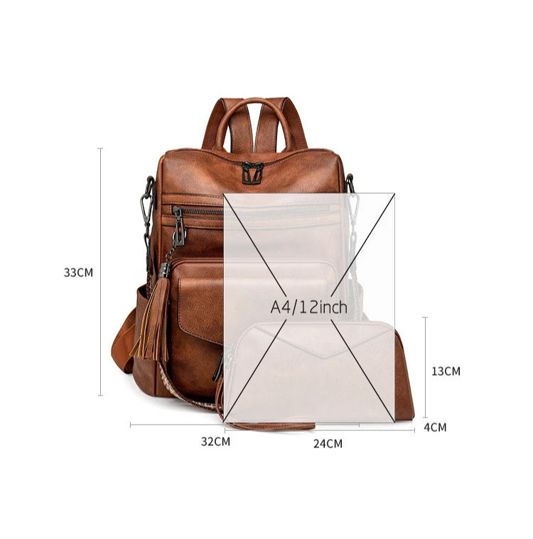 Winter Women's Backpack European Retro Two-shoulder Bag Luxury PU Composite Bag Commuter Single Shoulder Bag Leisure Travel Bags