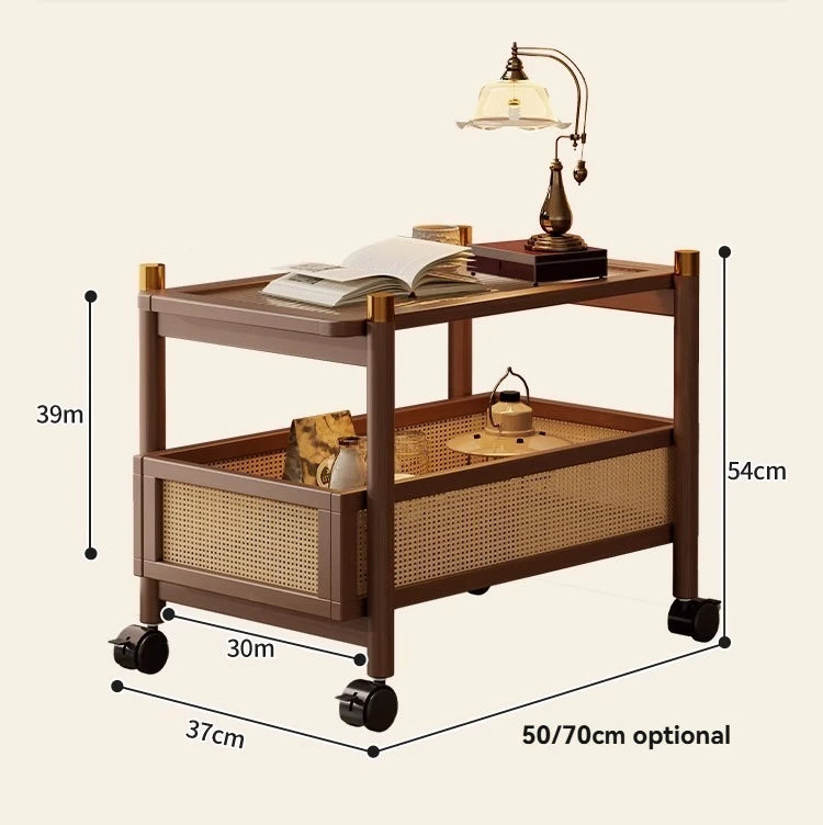 Sofa side table, movable coffee table, small cart, living room small table, bedside side cabinet with wheel storage rack