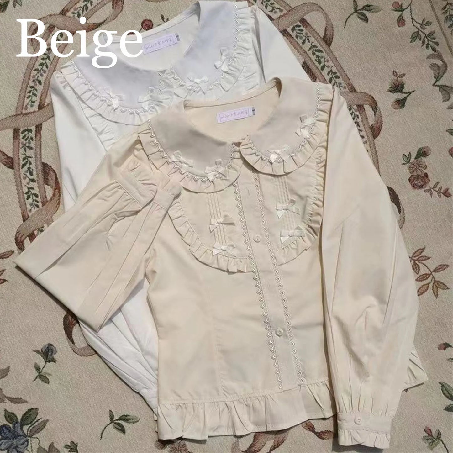 Spring Blouse Women Japanese Kawaii Cute Lace Patchwork Peter Pan Collar Shirt Vintage Sweet Embroidery Top Blusas