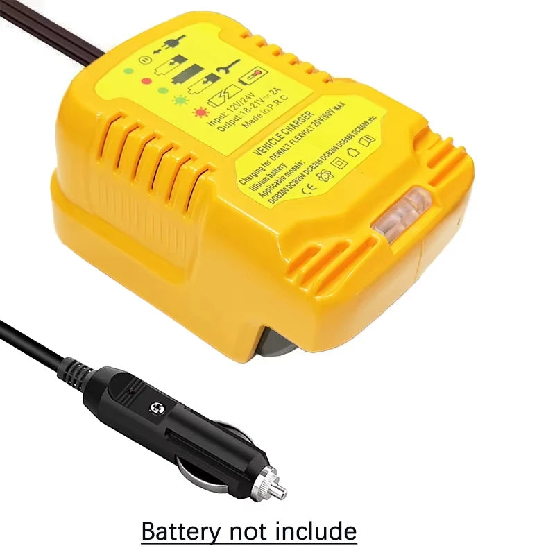 12V/24V 100-240V Li-ion Battery Mini Compact Car Charger for DeWalt 18V 20V 60V Lithium Battery DCB200 Replacement for DCB112